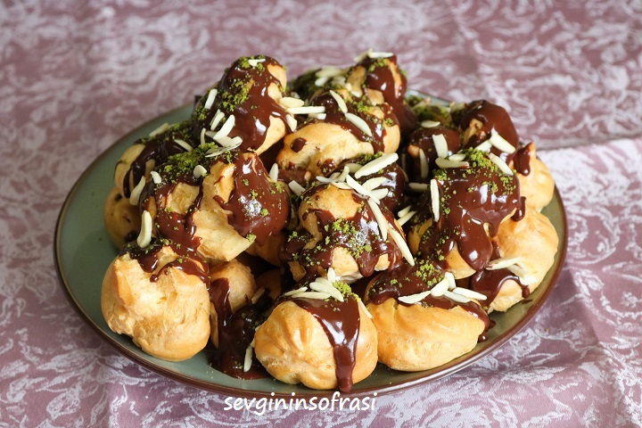 Windbeutel Profiteroles mit Schokolade – Sevginin Sofrasi