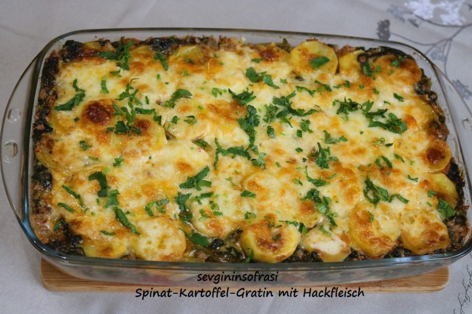 Spinat-Kartoffel-Gratin mit Hackfleisch – Sevginin Sofrasi